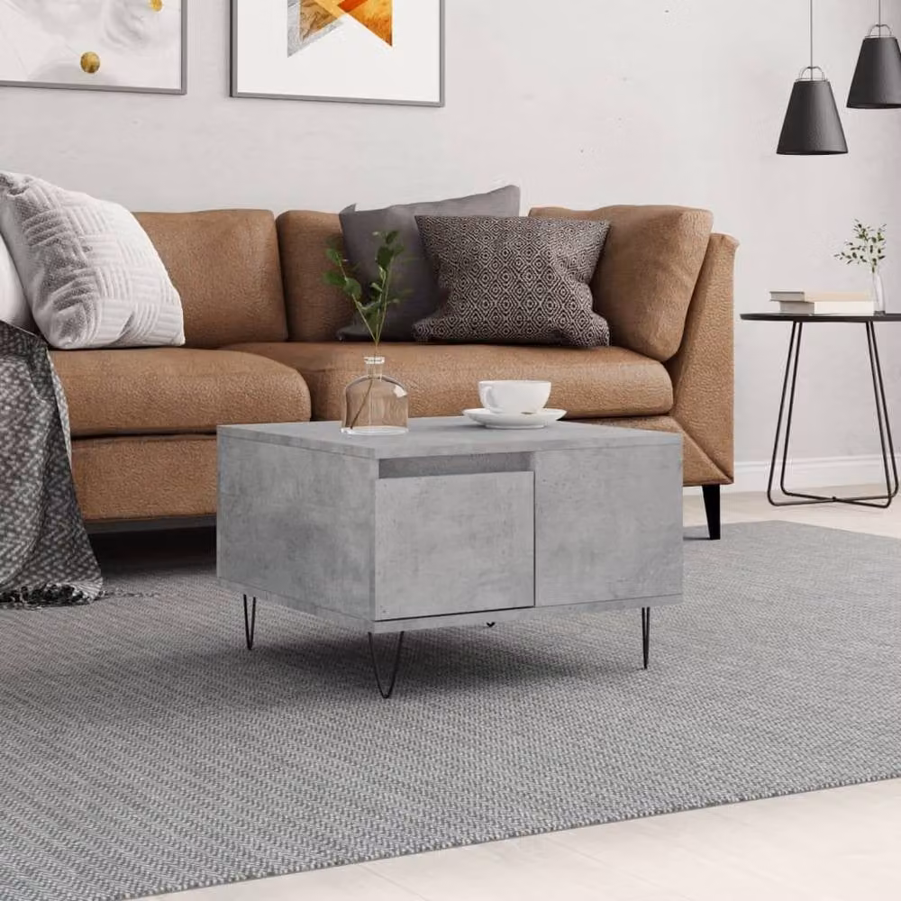 Berkfield Home Modern Square Coffee Table in Concrete Grey, W/D/H: 55 x 55 x 36.5 cm – 1