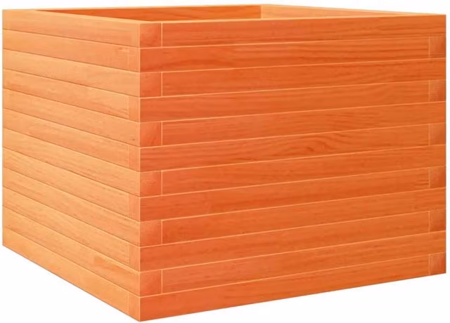 Berkfield Home Wooden Garden Planter Tub in Brown and Orange, W/D/H: 60 x 60 x 45.5 cm – 1