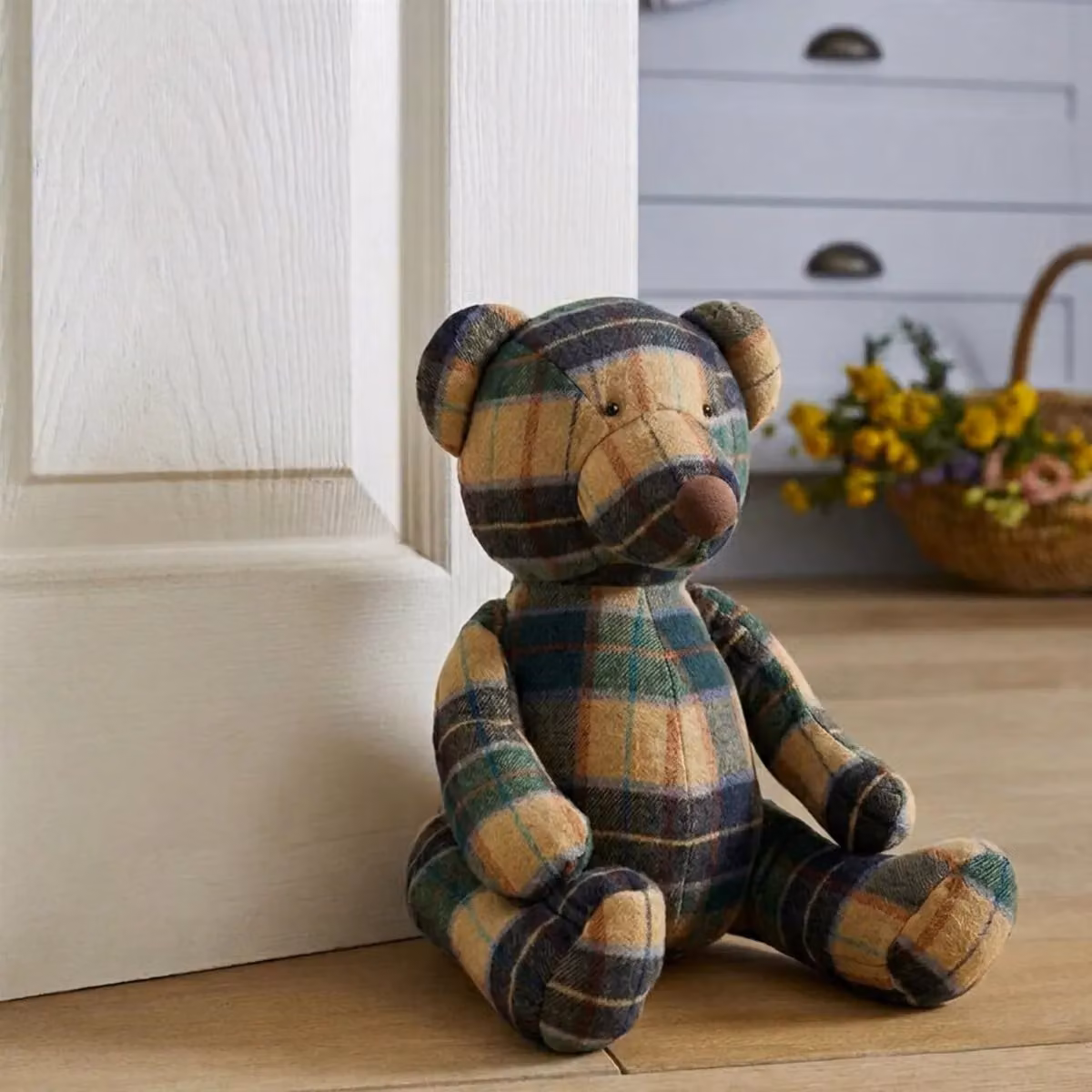 Orsina Green Checked Bear Door Stop – 3