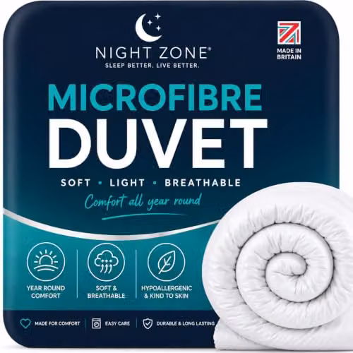 Nightzone King Size Microfibre All Season Quilt, 13.5 Tog, White