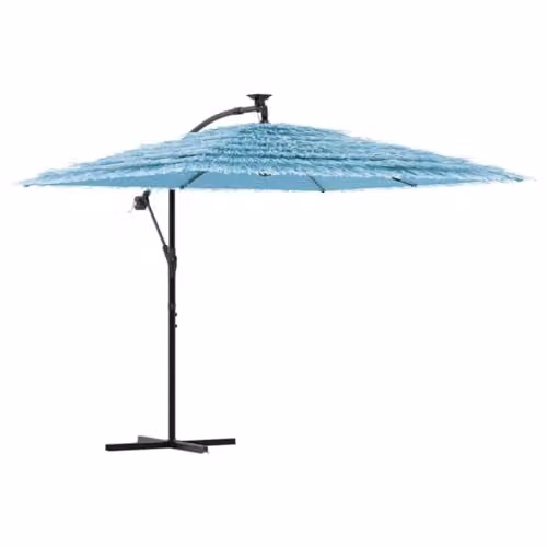 vidaXL Garden Parasol with Steel Pole and Polyester Canopy, Blue, W: 246 cm, D: 246 cm, H: 230 cm