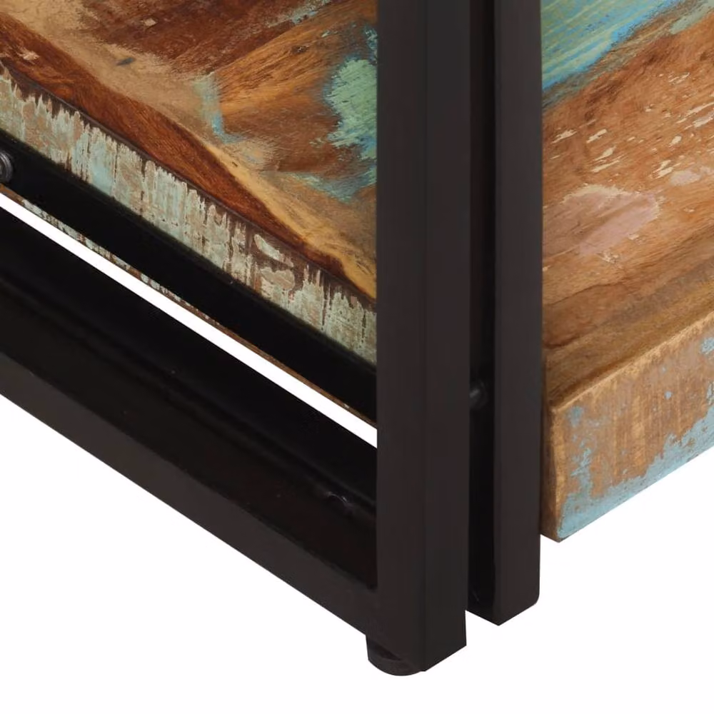 Berkfield Home Industrial TV Cabinet in Brown Solid Reclaimed Mango Wood and Metal, W/D/H: 90 x 30 x 40 cm – 4