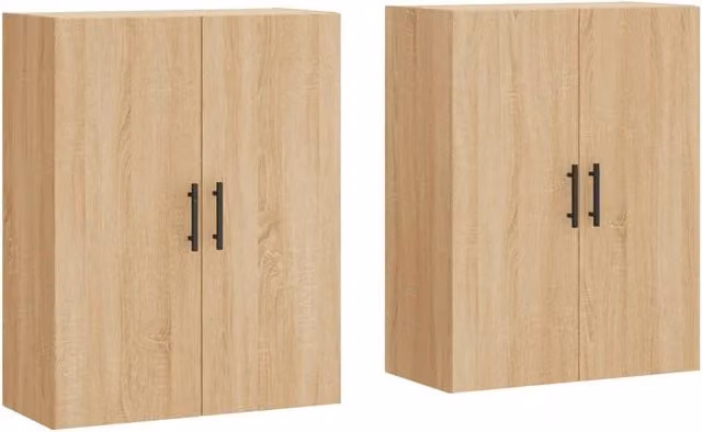 Berkfield Home Wall Mounted Cabinets, 2 Piece Set in Sonoma Light Oak, W/D/H: 69.5 x 34 x 90 cm