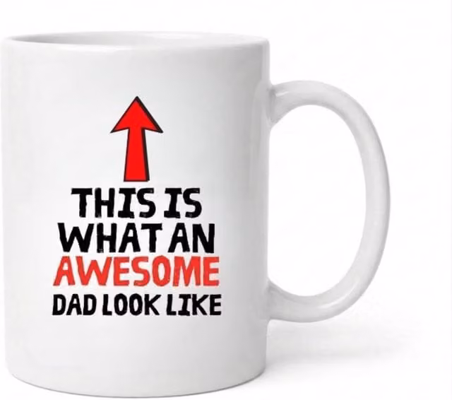 Dyzi Awesome Dad Ceramic Mug in White and Red