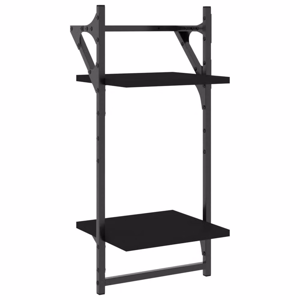 Berkfield Home Beautiful 2-Tier Wall Mounted Shelves with Bars, Black, W/D/H: 30 x 25 x 65 cm – 4