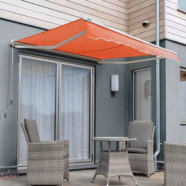 Primrose Semi Cassette Manual Awning in Orange, W/D/H: 400 x 300 x 300 cm