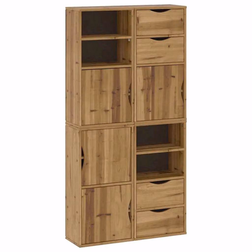 Berkfield Home ODDA Side Cabinets, Set of 4, Brown Solid Wood Pine, W/D/H: 40 x 24 x 79 cm – 2