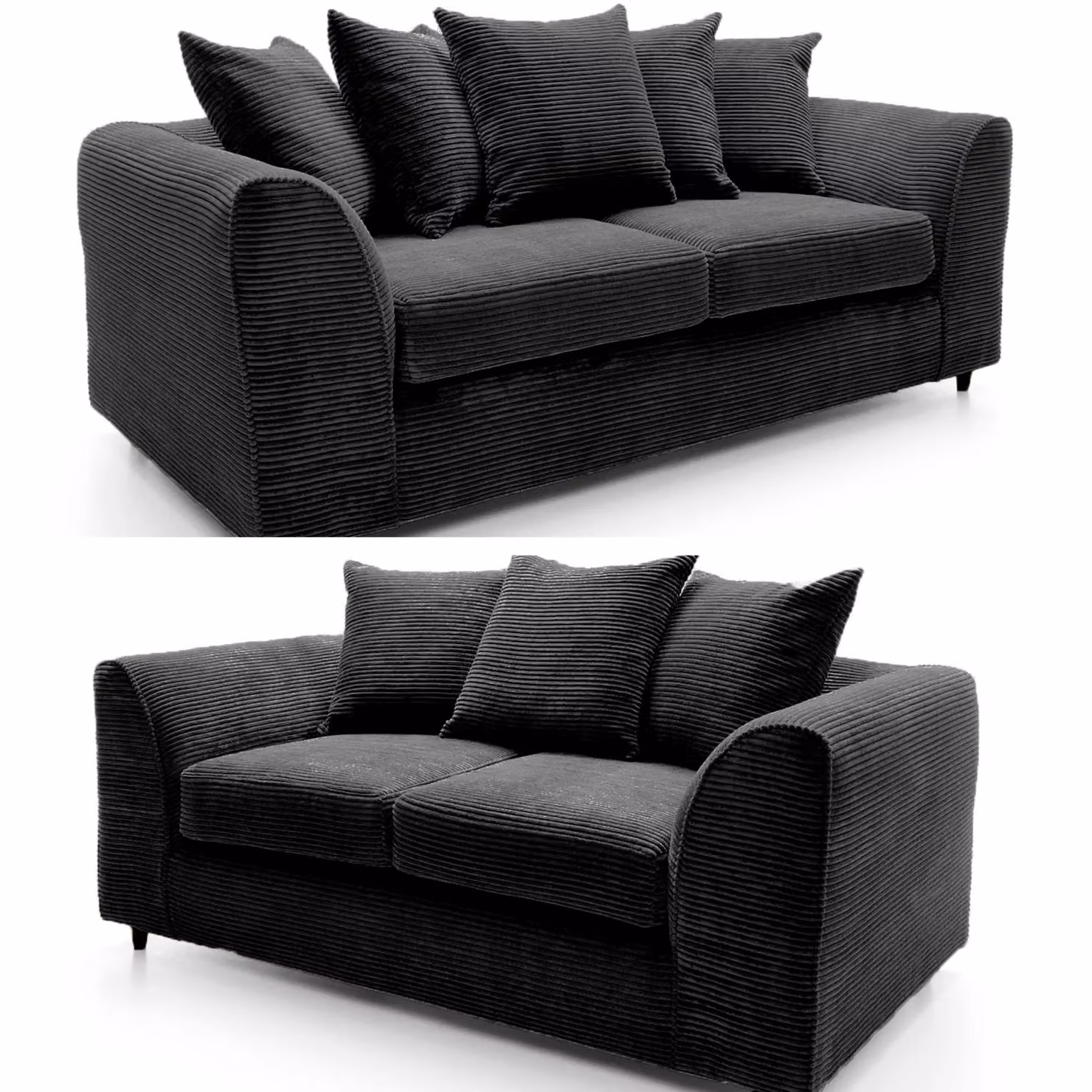 SquareBoxx Lennox 3+2 Upholstered Sofa Set in Black – 2