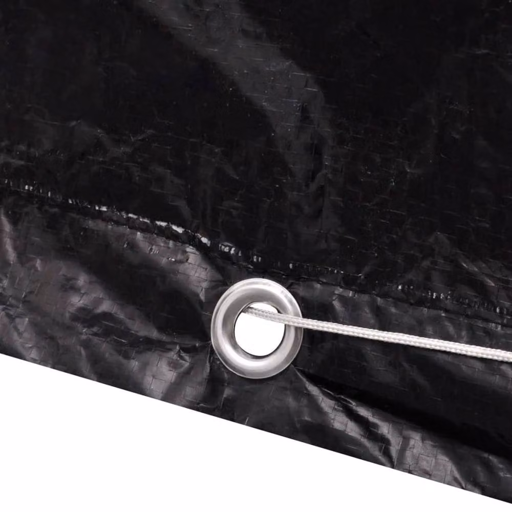 Berkfield Home Black Water-Repellent Garden Furniture Cover for 4-Person Poly Rattan Sets, W: 180 cm, D: 140 cm – 2