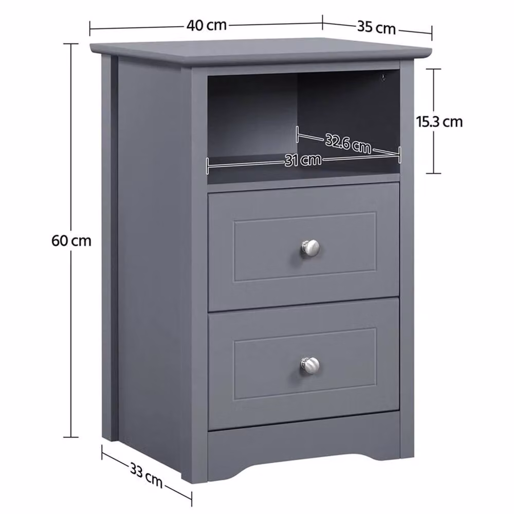 KORVIXA Modern Grey Nightstand and Sofa Side End Table Cabinet, W/D/H: 100 x 100 x 60 cm – 2