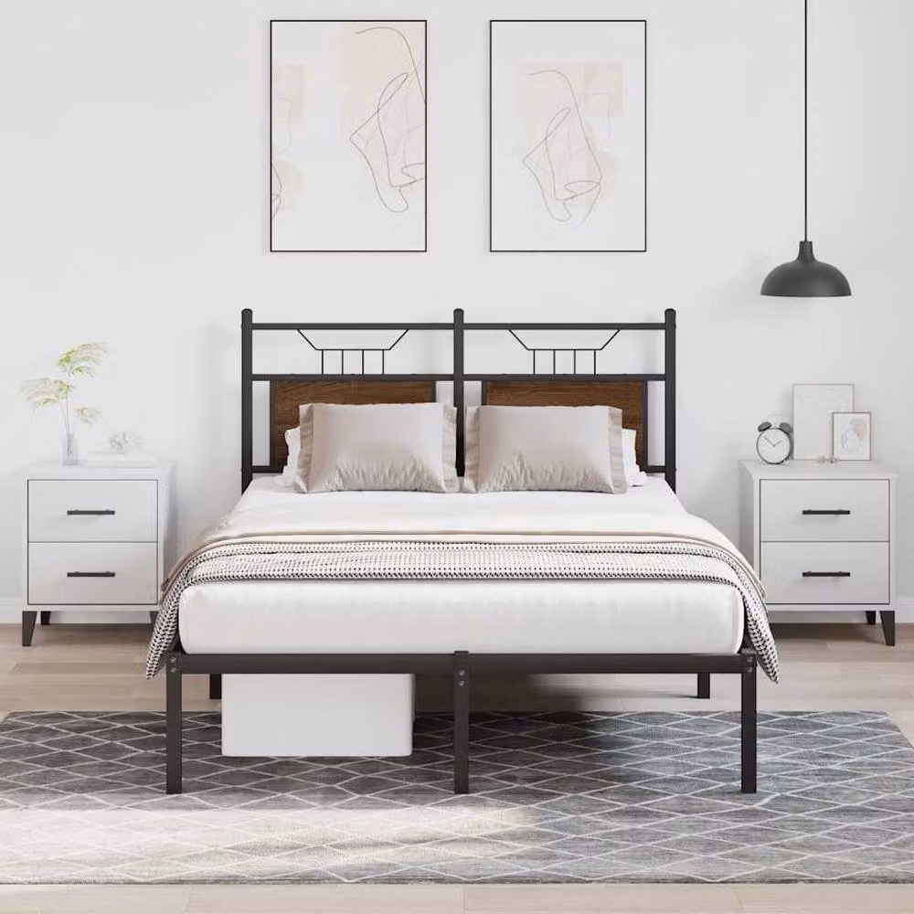 Berkfield Home Small Double Bed Frame in Brown Oak, W/D/H: 120 x 200 cm – 3