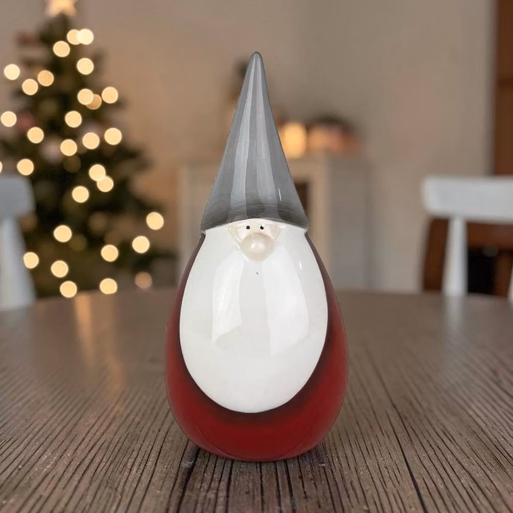 Four Candle Red and Grey Ceramic Santa Tabletop Christmas Decoration – 2