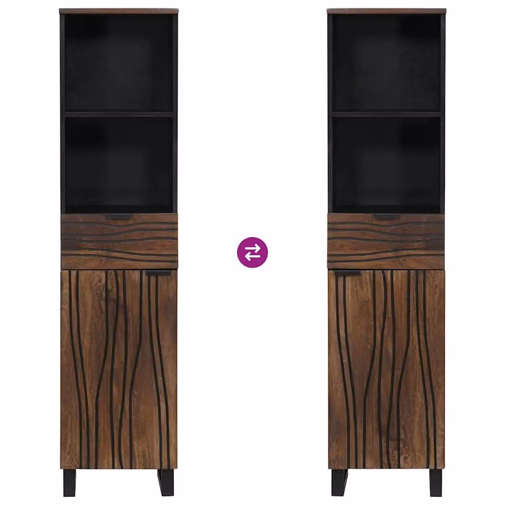 Berkfield Home Traditional Bathroom Furniture Set with Drawer and Shelf, Brown Striped – 4