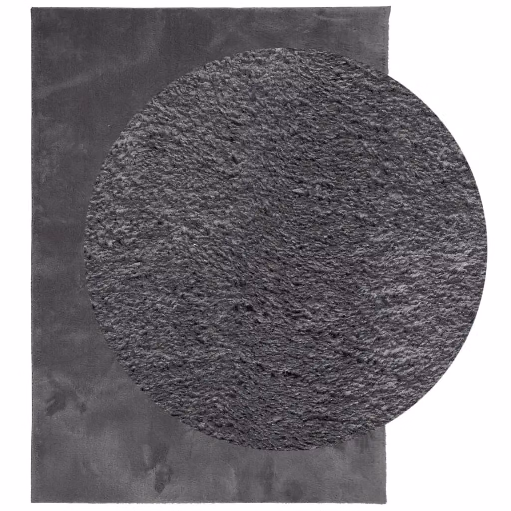Berkfield Home Round Short Pile Soft and Washable Rug in Anthracite and Black, Diameter: 100 cm – 2