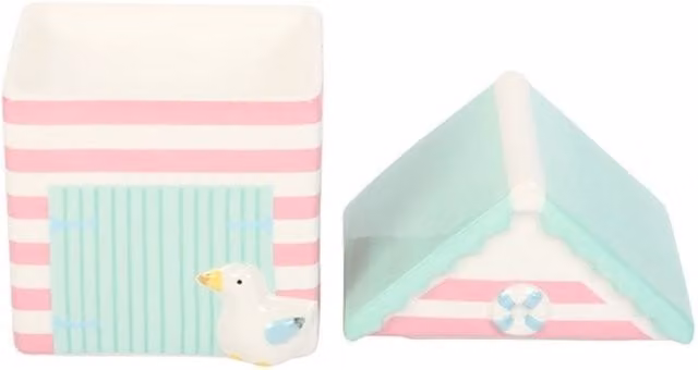 KDMK Pastel Beach Hut Ceramic Oil Burner in Multicolour Pink and Black