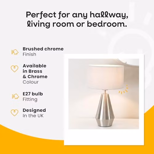 ValueLights Silver Metal Drop Touch Dimmer Table Lamp Base
