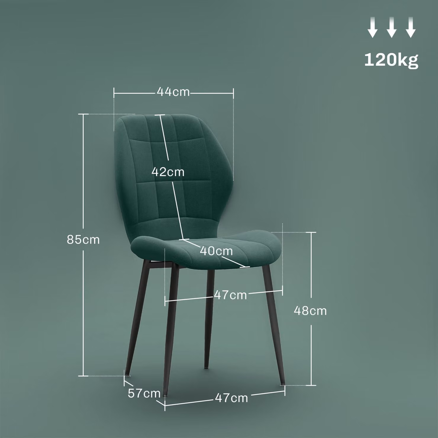 HOMCOM Set of Four Green Flannel Relaxed Tub Dining Chairs – 3