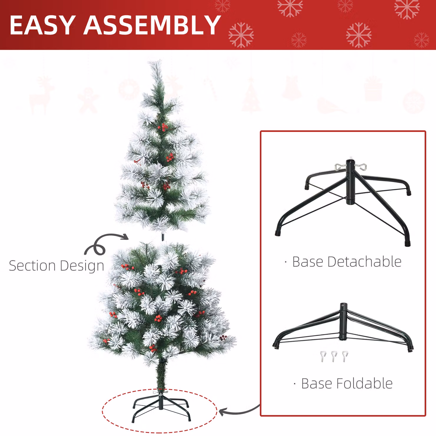 HOMCOM Green Christmas Tree, Height: 150 cm – 5