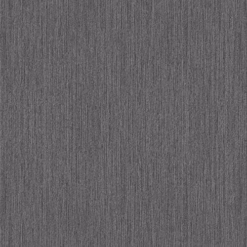 Muriva Indra Texture Charcoal Silver Wallpaper, Modern Abstract Washable Vinyl Roll in Anthracite, Silver and Grey