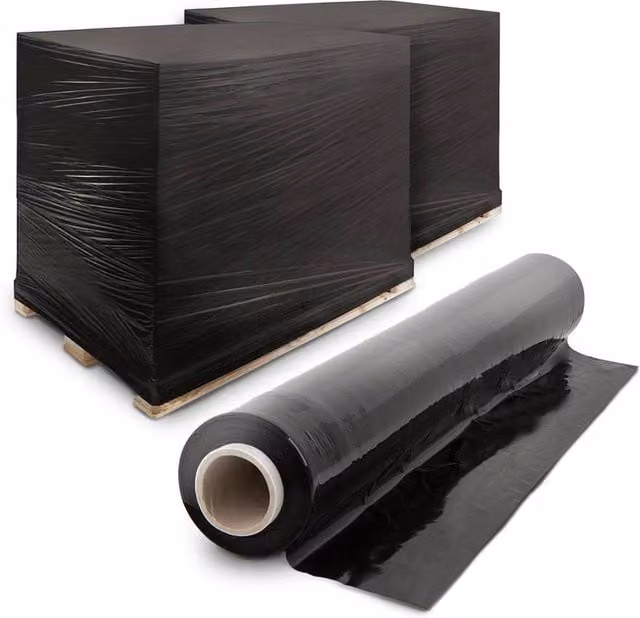 Merrimen Heavy Duty Black Pallet Stretch Shrink Wrap Roll W: 40 cm, L: 150 m