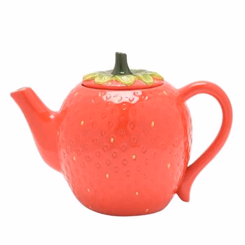 Widdop and Co Ceramic Strawberry Themed Teapot in Red – 1