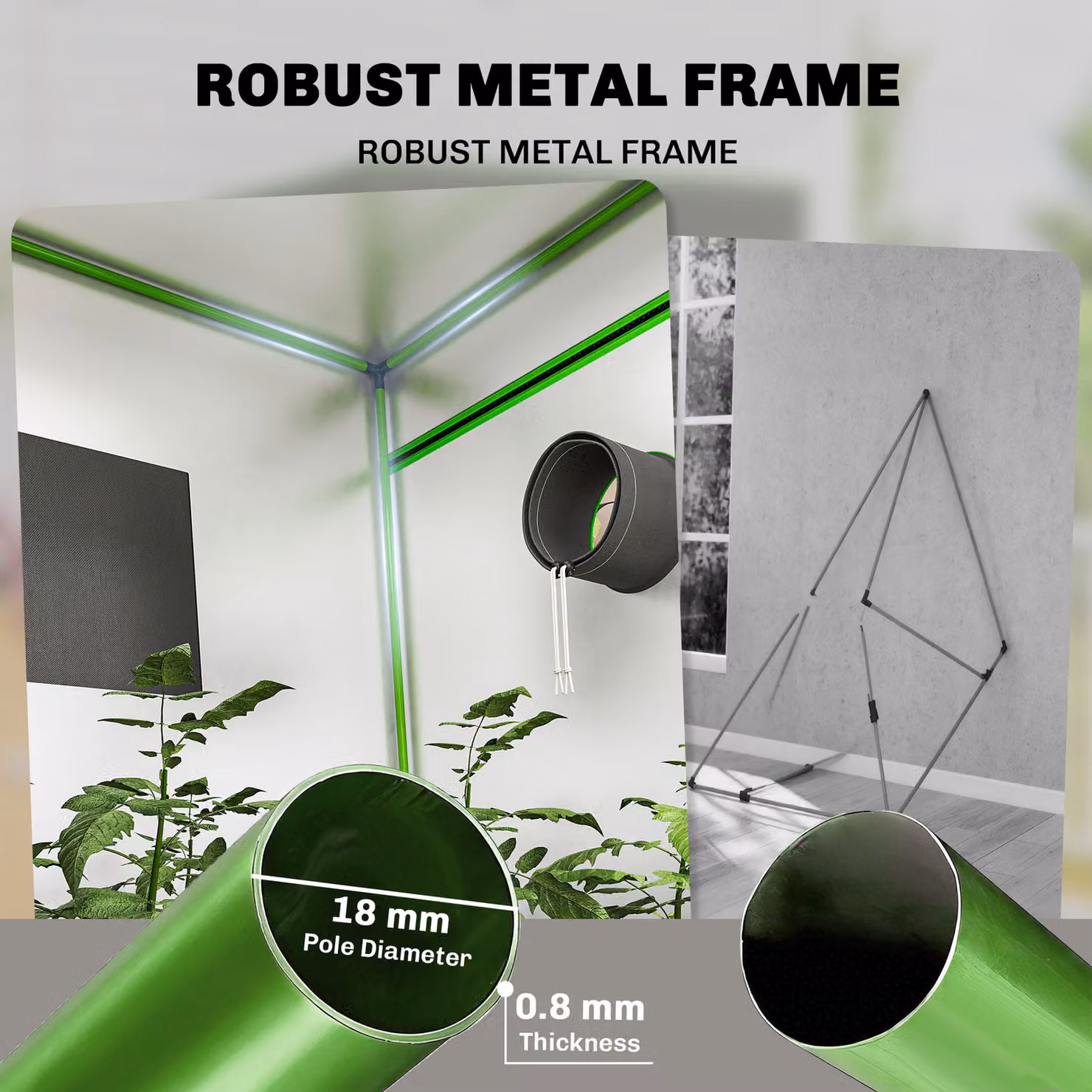 Outsunny Black Reflective Mylar Hydroponic Grow Tent for Indoor Plants, W/D/H: 120 x 120 x 200 cm – 5
