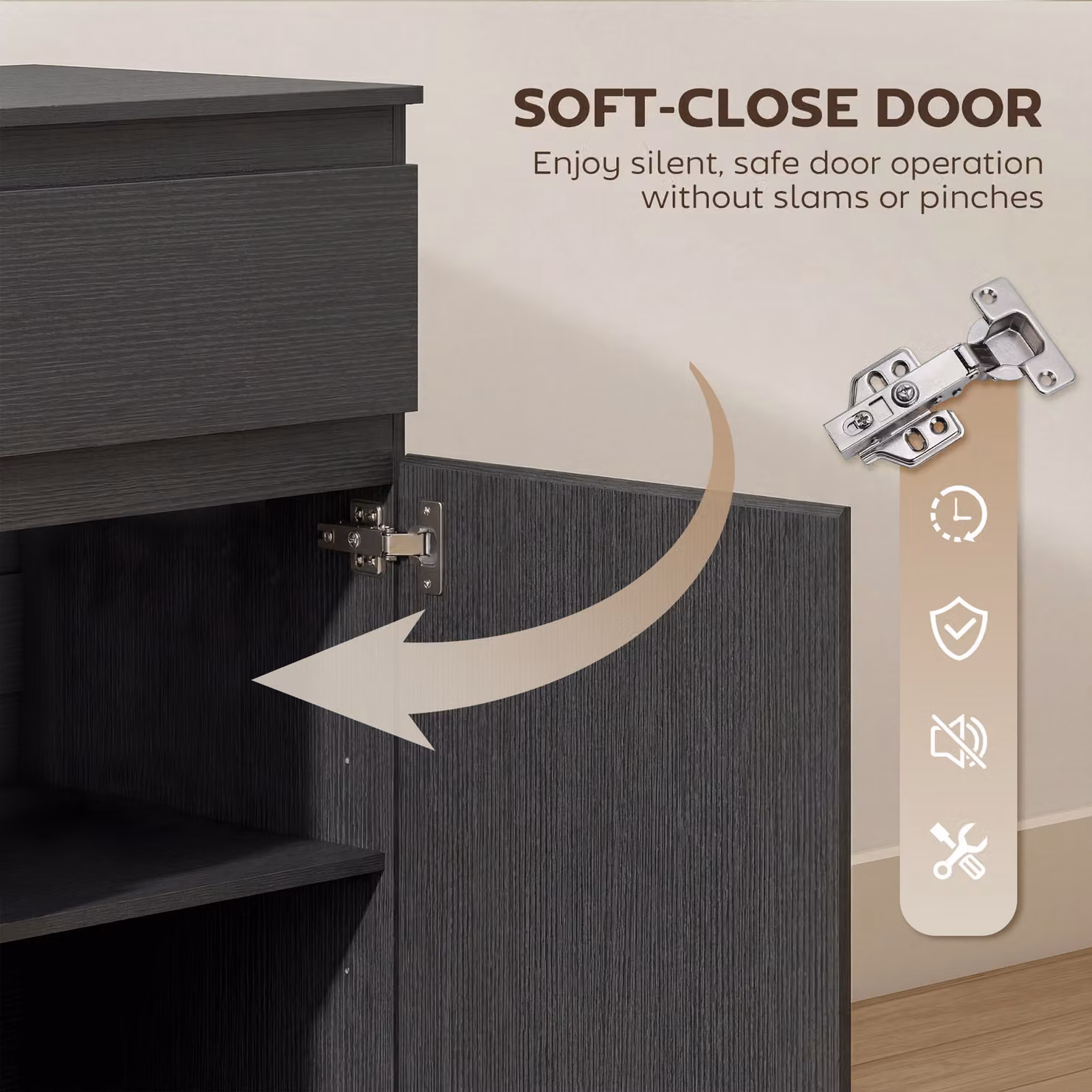 HOMCOM Modern Black Sideboard Storage Cabinet with 5 Drawers and Adjustable Shelf – 6