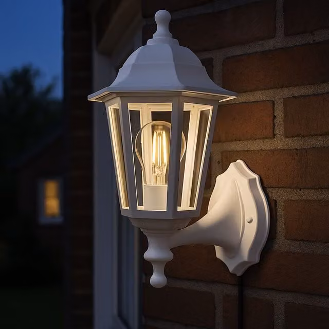 Eglo Olgiata-E Classic Outdoor Wall Lantern in White with Transparent Plastic