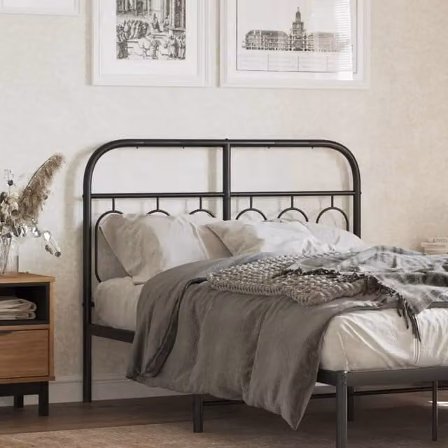 Berkfield Home Classic Metal Headboard in Black, Width: 120 cm