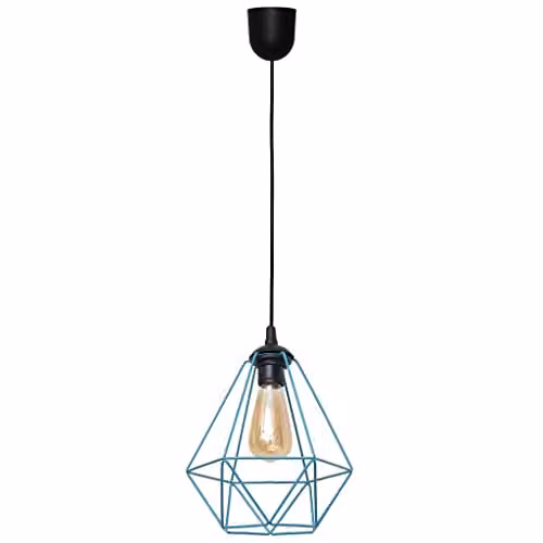 Netlighting Karo Wire Frame Pendant Ceiling Light in Black and Turquoise, Diameter: 24 cm