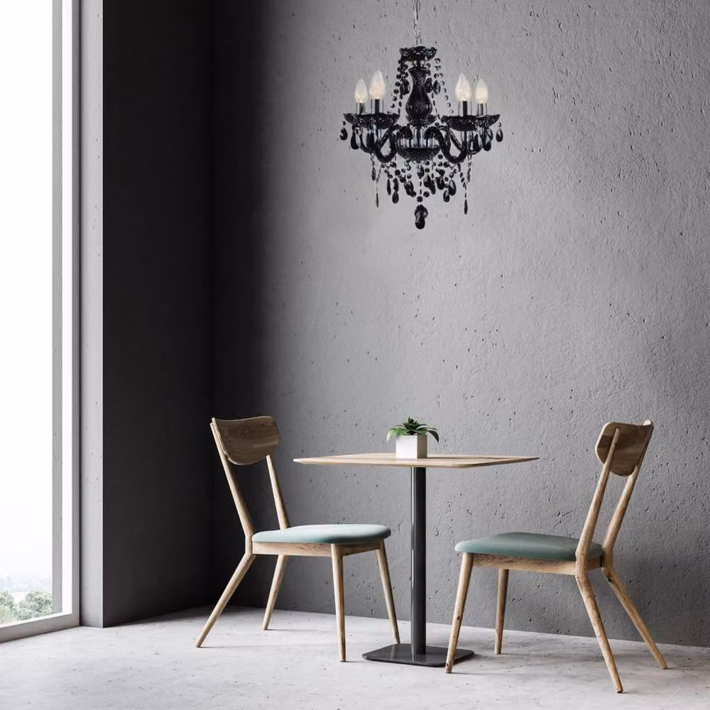 First Choice Lighting Marie Therese 5 Light Ceiling Pendant Chandelier in Black and Chrome – 2