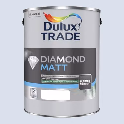 Dulux Trade Diamond Matt Water Based Paint in Blueberry White, 5 l