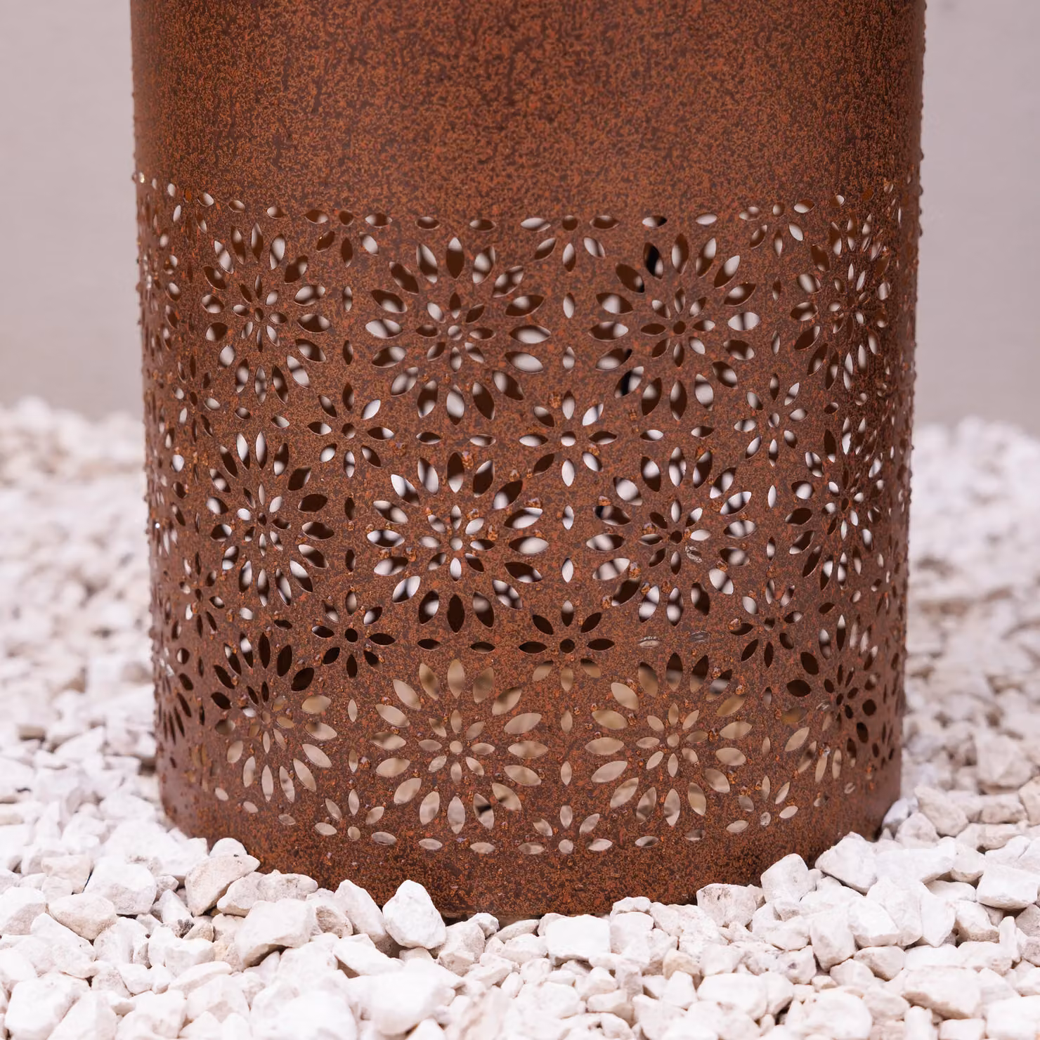 Primrose Cautley Filigree Floral Cut Out Design Metal Water Feature with LED Lights, Brown, Height: 50 cm – 3
