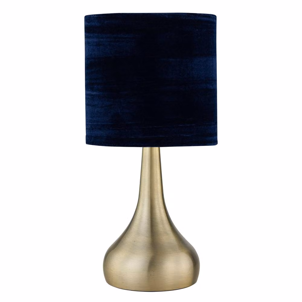First Choice Lighting Romana Set of 2 Antique Brass Touch Table Lamps with Blue Velvet Shades – 2