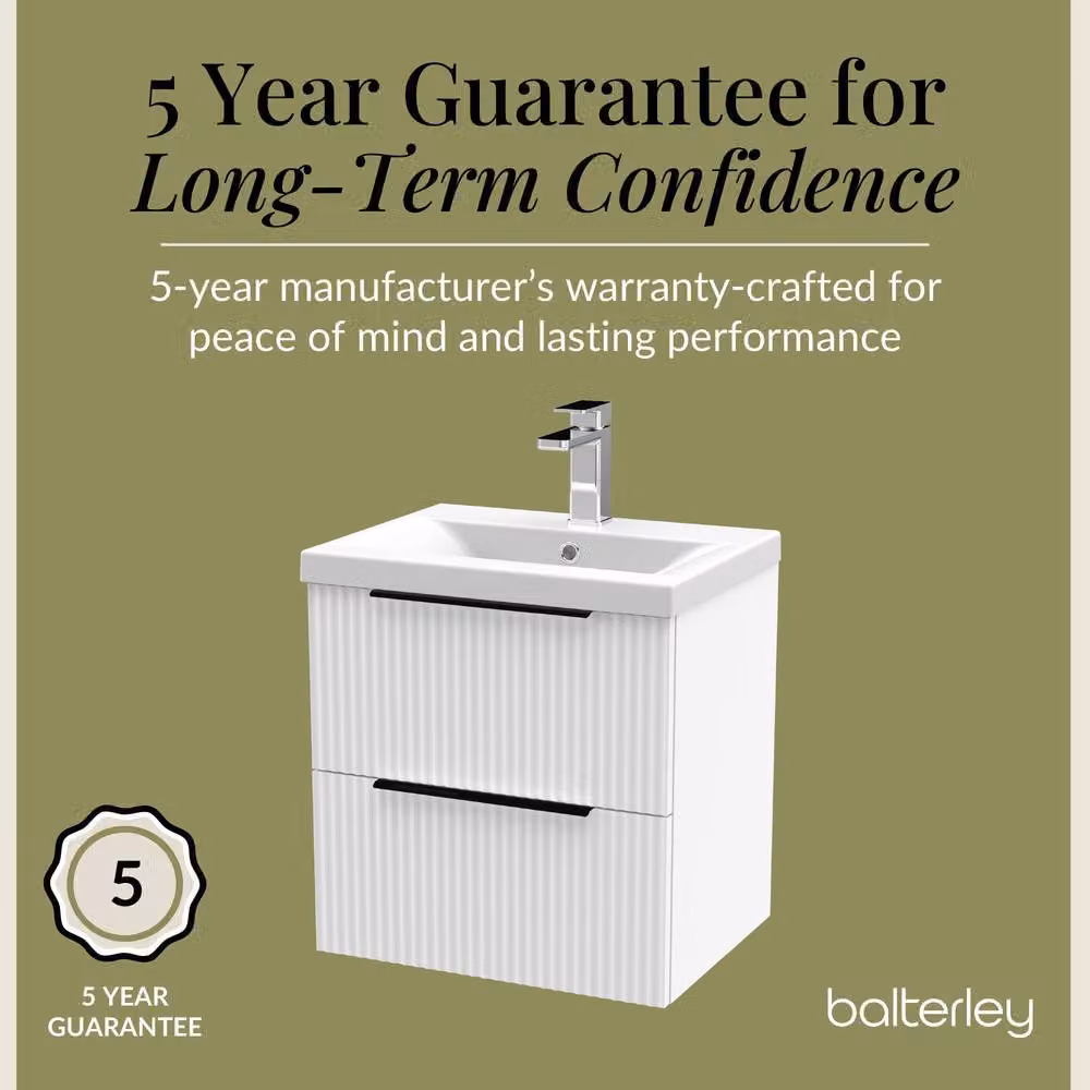 Balterley Contemporary 2 Drawer Vanity Basin Unit in Satin White, Width: 50 cm – 3