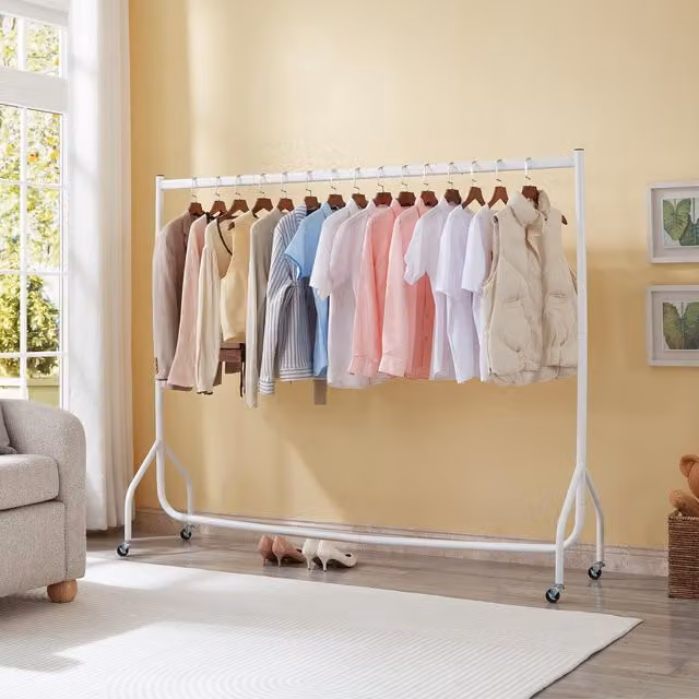 House Of Home Heavy Duty Metal Clothes Rail in White, Length: 183 cm