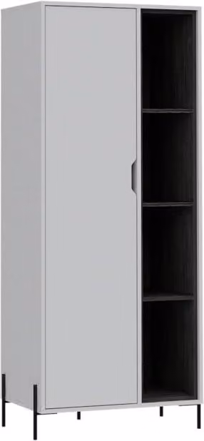 Core Dallas Modern White and Grey Oak Bookcase Display Unit with Hinged Doors and Internal Shelves – 1