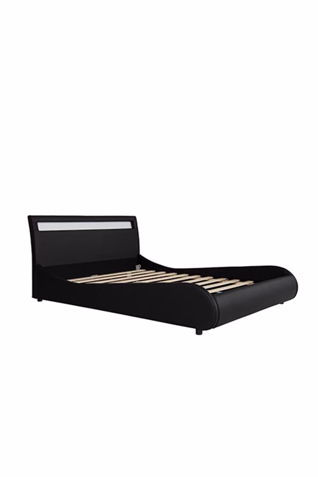 SlumberWorx Orion Gaming Style Faux Leather Single Bed Frame with LED Headboard and 15cm Comfort Foam Mattress in Black – 1