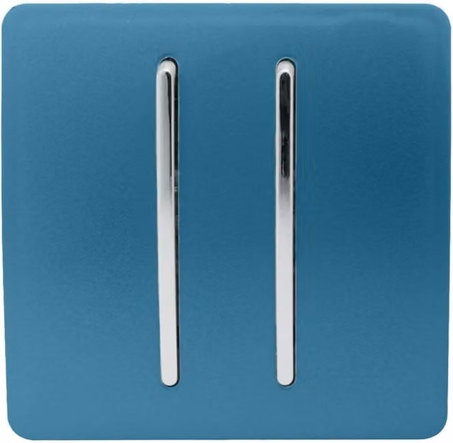 Trendi 2 Gang 3 Way Intermediate 10 Amp Rocker Light Switch in Blue
