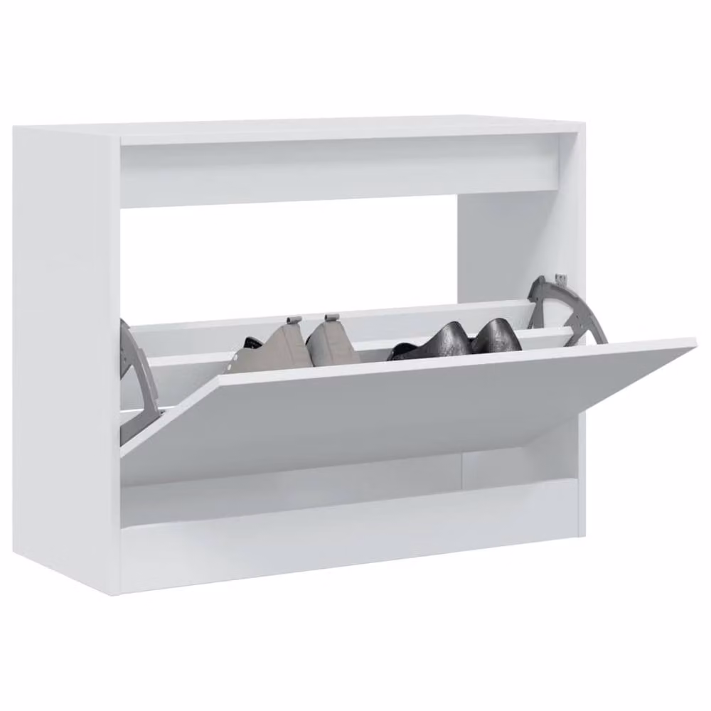 Berkfield Home White Modern Shoe Cabinet with Tilting Compartments and Push to Open Doors, W/D/H: 80 x 34 x 63 cm – 2