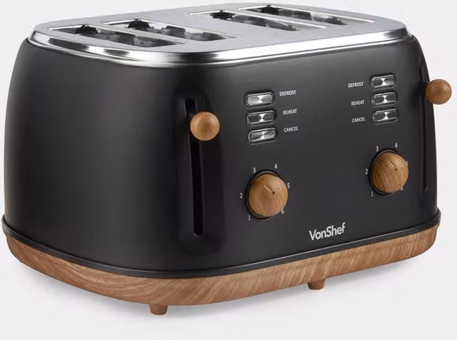 VonHaus 4 Slice Toaster - Black