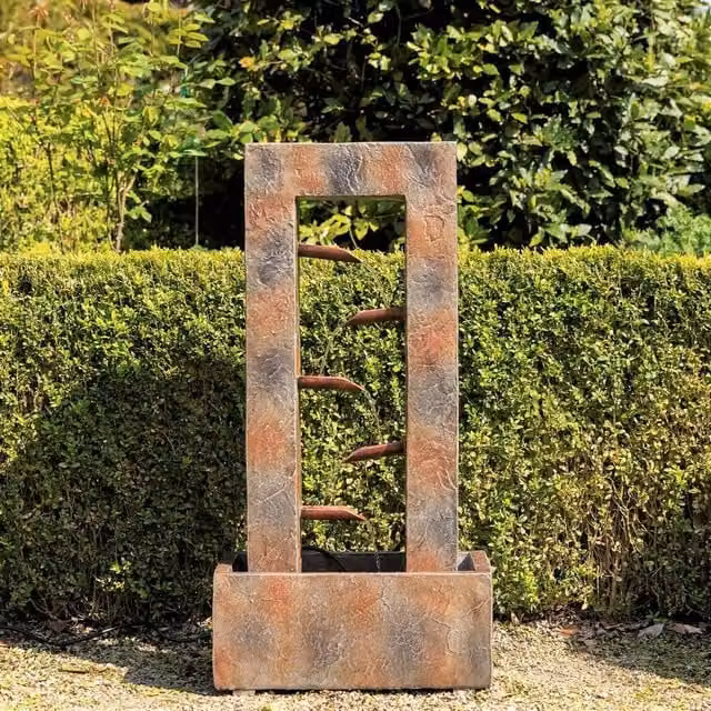 Primrose Aveiro Tiered Stone Effect Cascade Water Feature in Brown