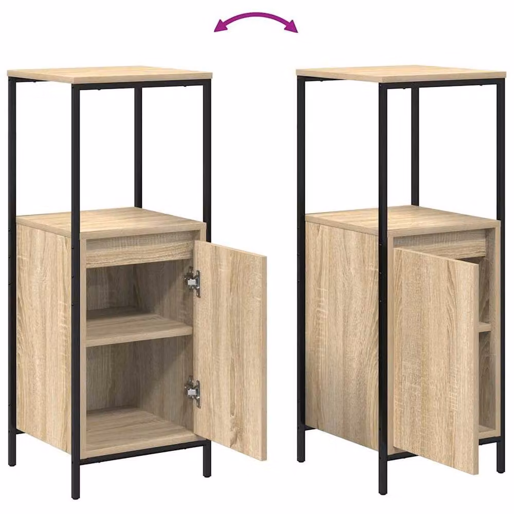 Berkfield Home Durable Bathroom Cabinet with Internal Shelves and Hinged Doors in Sonoma Oak, W/D/H: 36 x 35 x 95 cm – 3