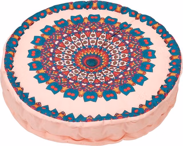 Livingandhome Round Bohemian Tatami Seat Cushion, Pink, Diameter: 45 cm