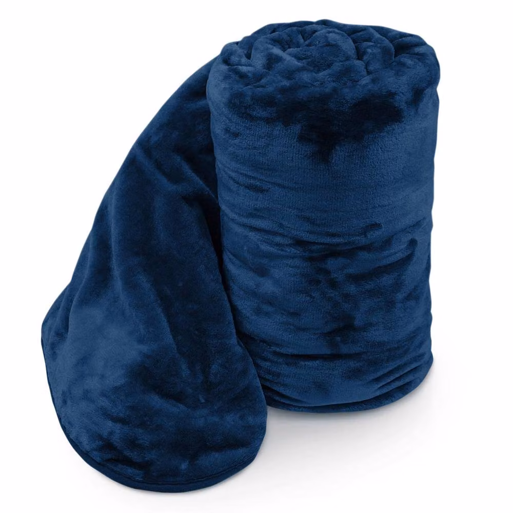 Velosso Faux Mink Soft Plush Throw Blanket in Navy Blue, W: 200 cm, D: 240 cm – 2