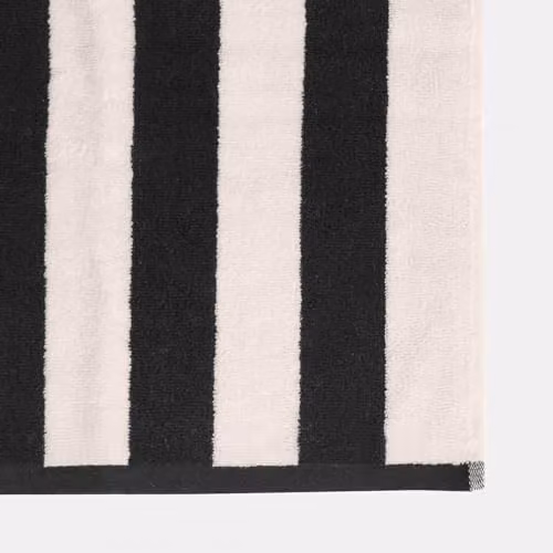 OHS Large Cotton Jacquard Bath Towel, Black and White Striped, W: 70 cm, H: 115 cm – 6