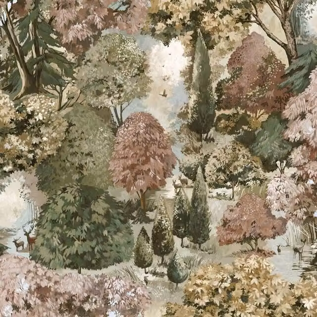 Holden Décor Basildon Forest Floral Nature Wallpaper in Light Green and Multicolour