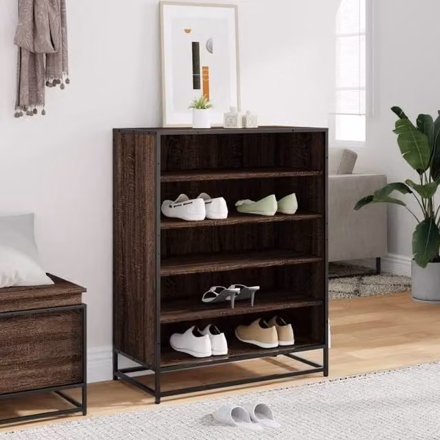 Berkfield Home Brown Oak Shoe Cabinet W/D/H: 75 x 38 x 97.5 cm