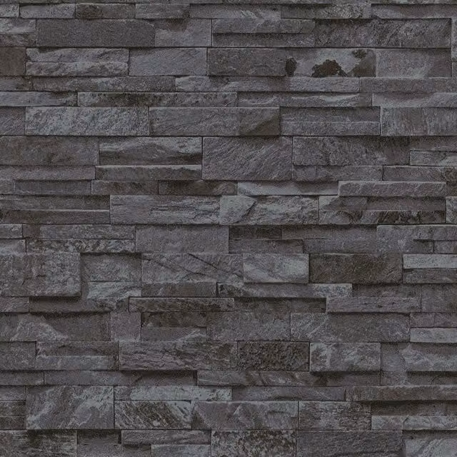 Erismann Pre-pasted Vinyl Wallpaper in Black Anthracite Stone Look