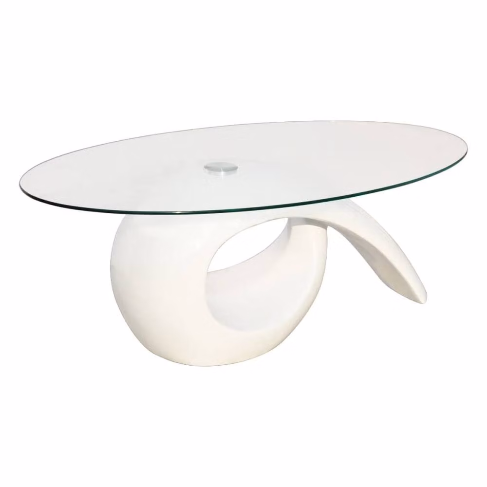 Berkfield Home Modern Coffee Table with Oval Glass Top in High Gloss White – 2